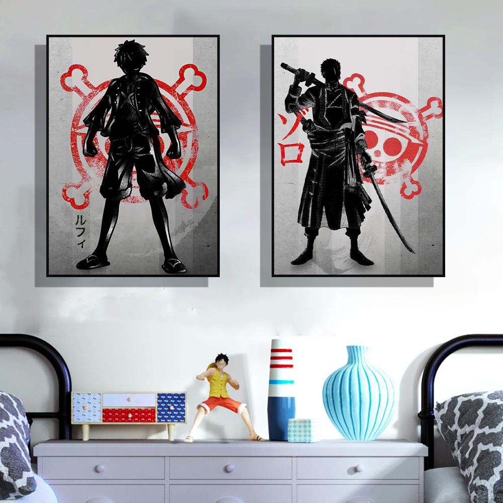 Japanese Style Anime Canvas Poster Demon Slayer Decorative Painting Abstract Character Mural for Home Children's Room Decor Gift No Frame