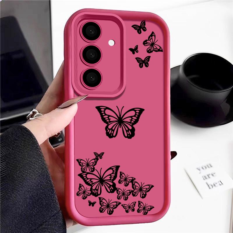 Простой чехол для телефона с принтом бабочки для Samsung S24 Ultra S23 Plus S22 S21 S20 FE A55 A54 A53 A52 A35 A34 A15 A14 противоударный защитный мягкий чехол для объектива