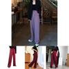 Stylish High-waist Suit Pants In Solid Colors For Casual Wide-leg Comfort