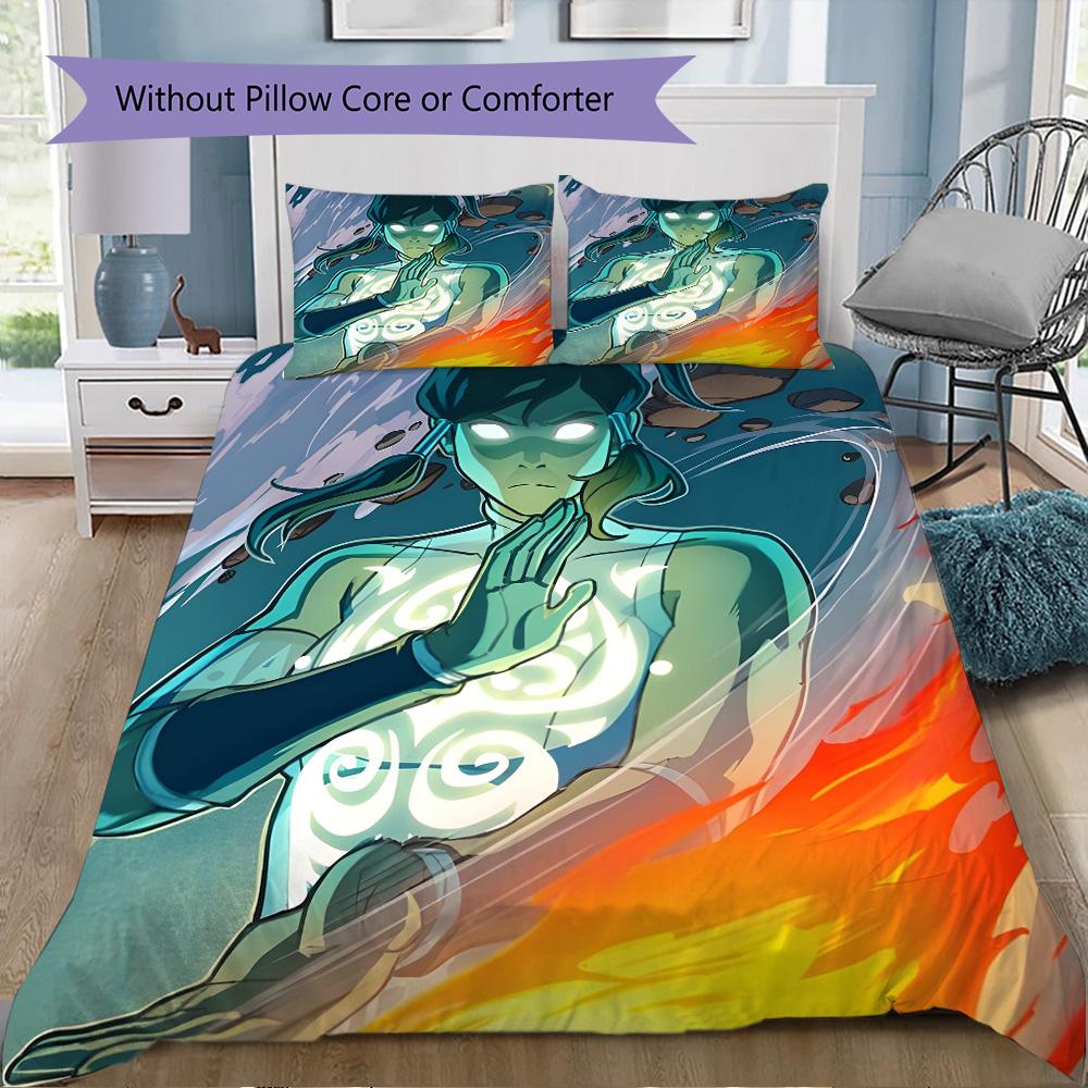 Korra Pattern Bedding,Quilt Set Quilt Cover Pillowcase Home Birthday Gift (1*duvet cover+2*pillowcase,without core)XSJT0917147