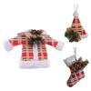 Christmas Tree Ornaments Buffalo Plaid Stocking Sweater Hat Hanging Decoration for Holiday Tree Home Decor