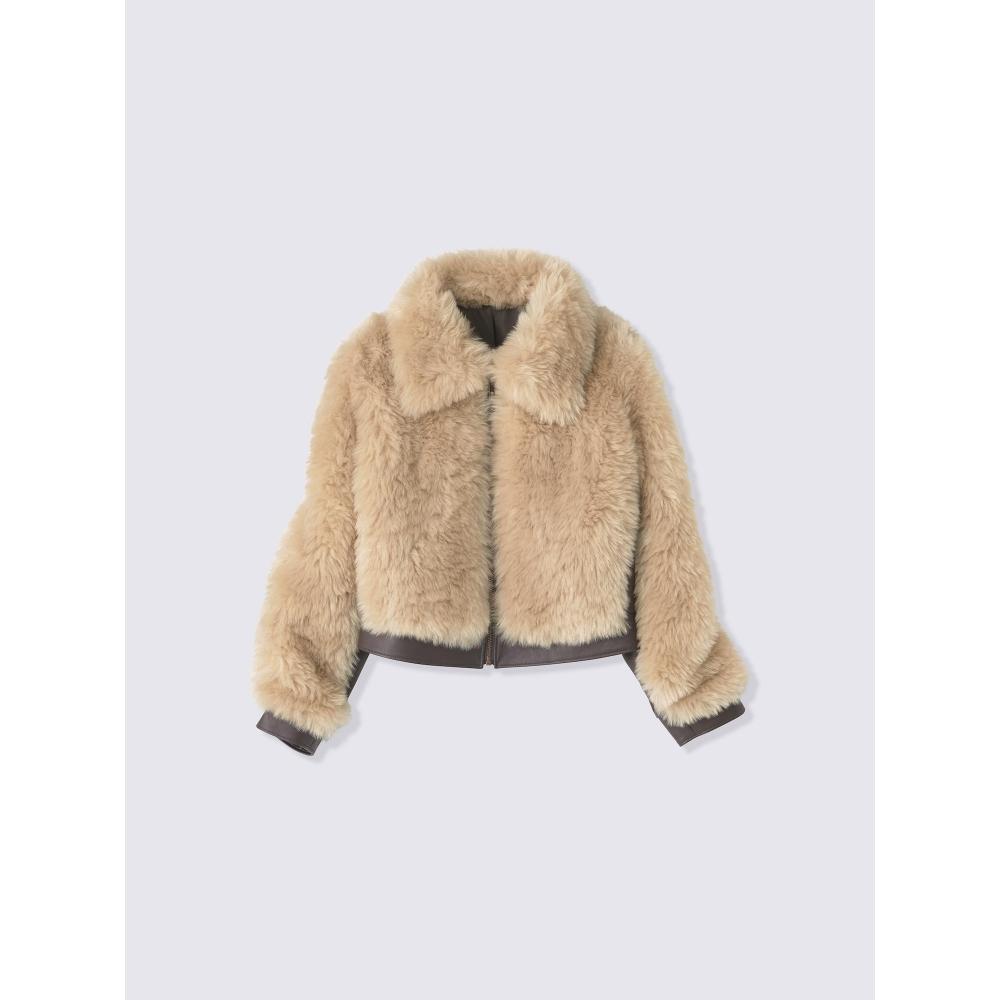GU by Uniqlo Пушистый комбинированный бомбер