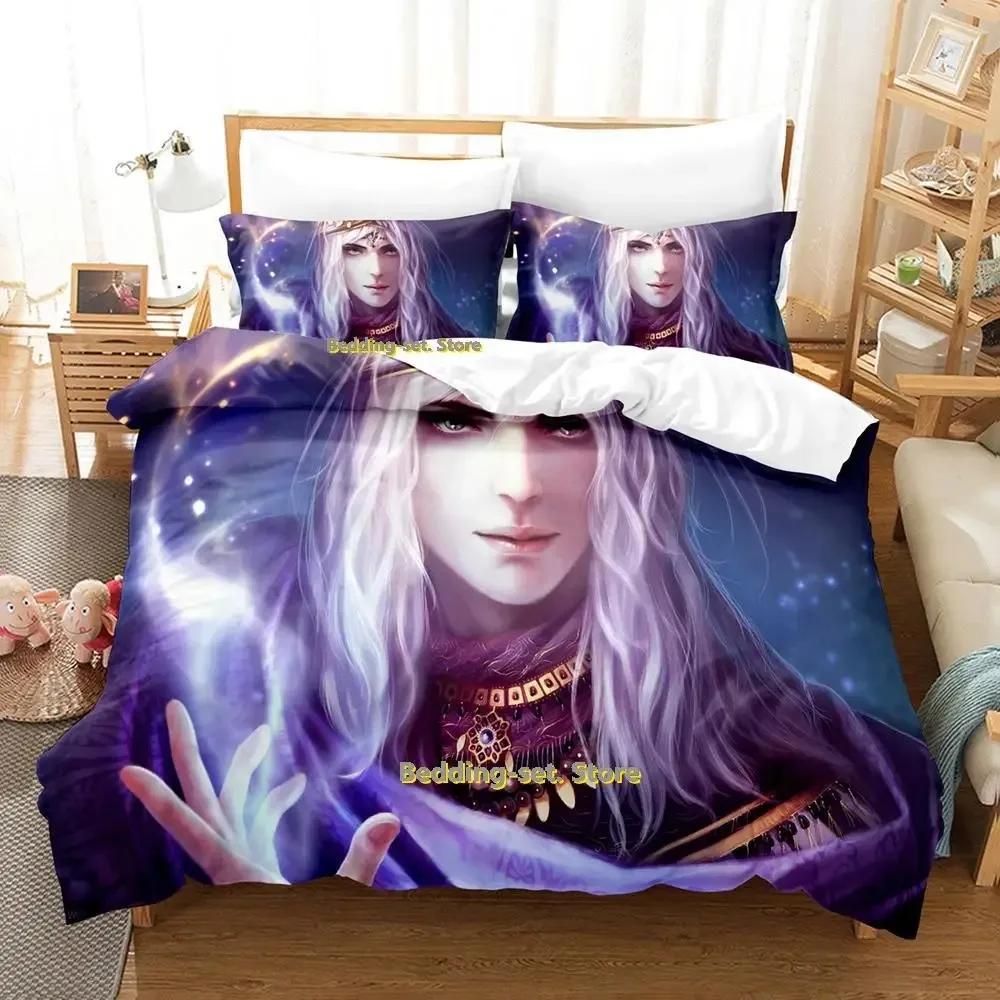 Hip Hop Game Wizard Bedding Set Cartoon Anime Three-Piece Set Adult Kid Bedroom Duvetcover Sets 3D Kawaii Wizard Lit Enfant