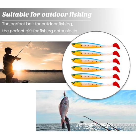 6Pcs Fishing Lure Soft Baits Set Simulation T-Tail Swimbait Professional Bionic Bait Reusable Freshwater Saltwater Artificial Bait Bass Fishing Lures