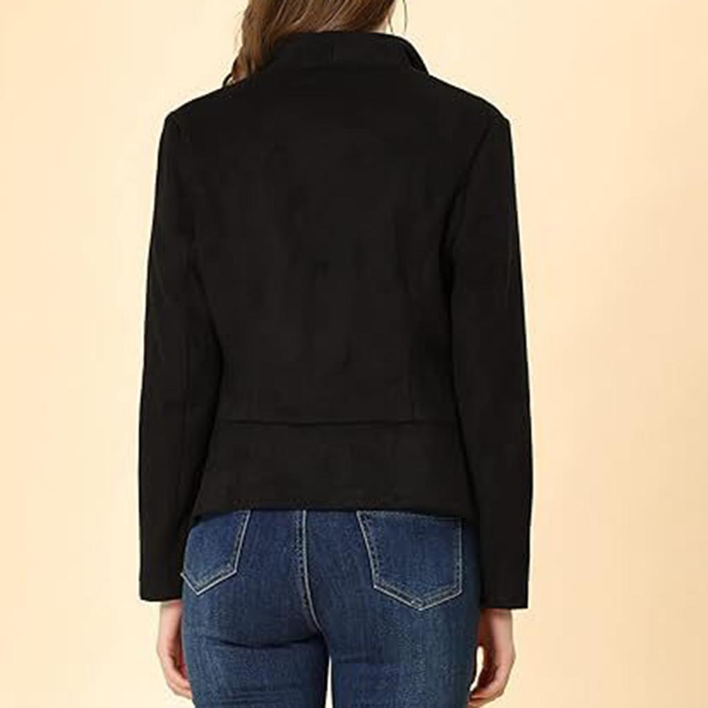 Women's Fashion Elegant Solid Color Lapel Long Sleeve Short Jacket