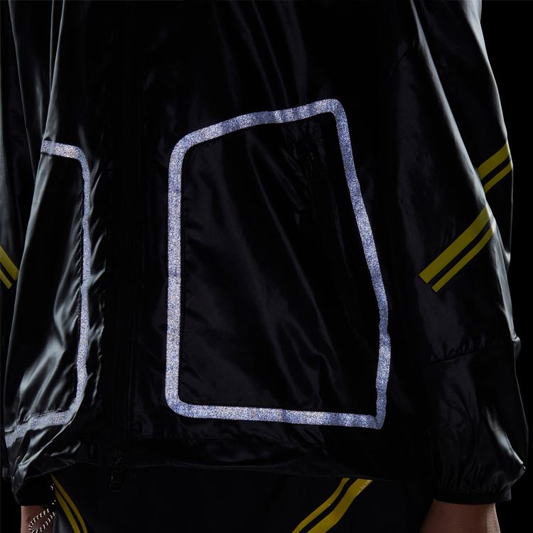 adidas X Stella McCartney Logo Print Hooded Zip Jacket Women Jackets Black Yellow HI6053