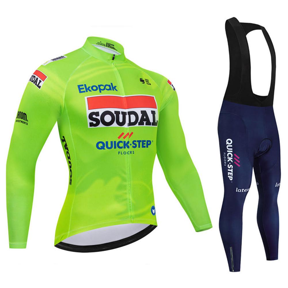 Команда Soudal Quick Step Осенний Велосипедный Джерси Комплект Мужская Велосипедная Одежда Одежда с Длинным Рукавом Велосипедная Форма MTB Джерси Одежда для Велоспорта