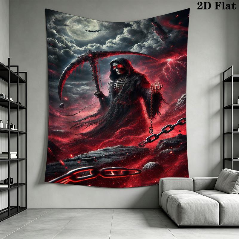 Dark Reaper Fiery Messenger Tapestry Background Cloth Fashion Print Christmas Gift Work Of Art Atmospheric Background Cloth