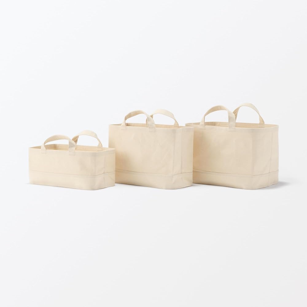 Muji Cotton Canvas Soft Box with Handles Large 37x26x26cm Storage Case Organizer Box
