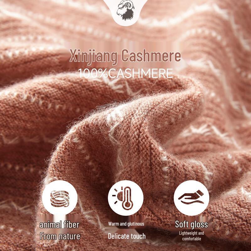 Zhaojun Women's 100% Cashmere Striped Crew Neck Sweater