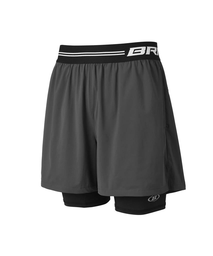 BORN TO WIN Brn Outband 2 In 1 Squat Shorts [Charcoal]