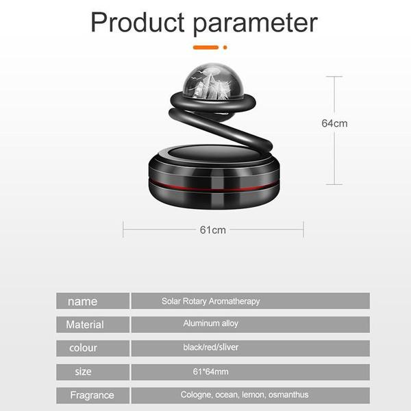 Solar Car Rotating Creative Ornaments Car Aromatherapy Air Freshener Aluminum Alloy Decoration Accessories