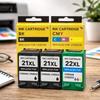 Картридж с чернилами - SHOP-STORY - HP 21XL/22XL - Комплект 3 (2x Черный + 1x Цветной) - Высокая емкость XL - Plug & Играть в