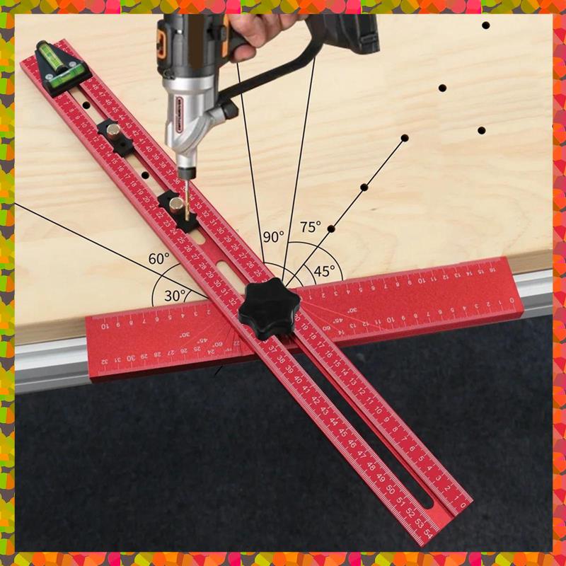 Promotion! Adjustable 2-In-1 Drilling Positioning Ruler,Aluminum Cabinet Hardware Jig,Cabinet Drawer Door Hole Drilling Template