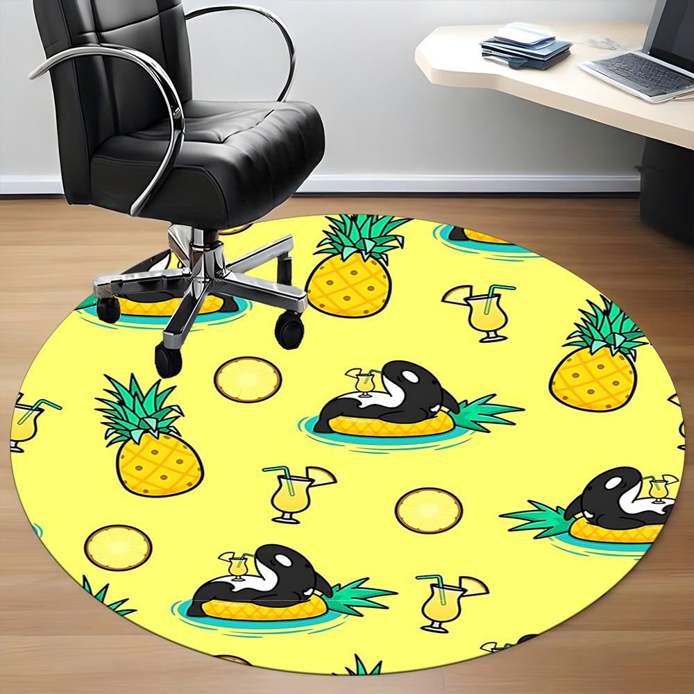1pc Pineapple Orca Office Round Area Rug,  Mat Suitable ForOffice, Under Office Chairs Bedroom Living Room Home Decor, Room Deco