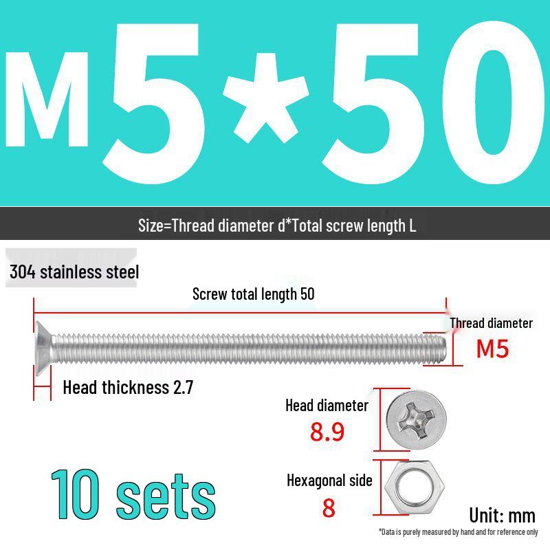 Набор Extra Long Phillips Flat Head Винтов и Гаек из Нержавеющей Стали 304 (2М, 3М, 4М)