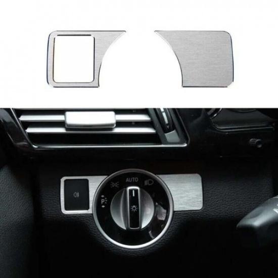 For Benz G-Class Silver Aluminum Cover Trim Car Headlight Switch Control 04-2018