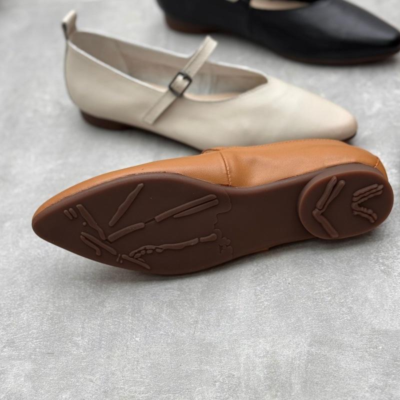 Johnature Женские туфли на плоской подошве из натуральной кожи с острым носком, простые универсальные туфли с ремешком и пряжкой, на мягкой подошве