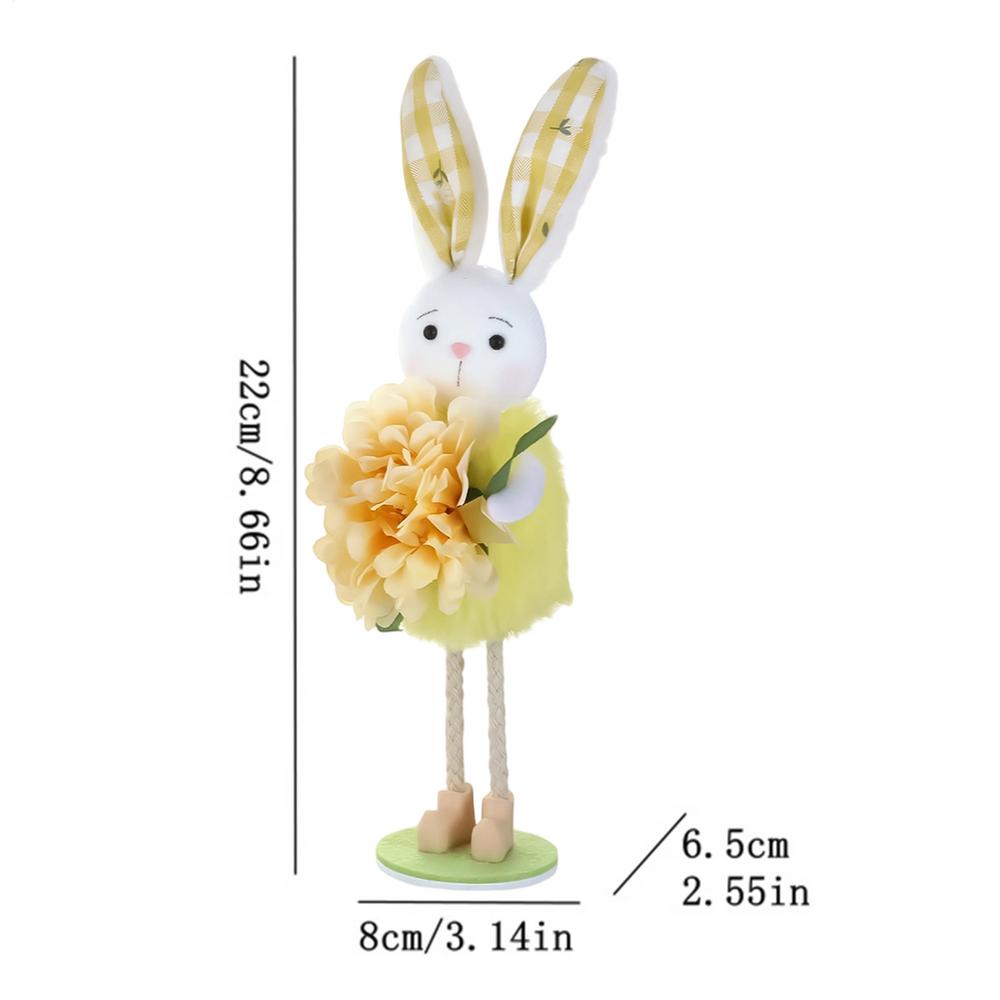 Пасхальные стоячие фигурки кроликов Милые стоячие кролики Весенние цветы Домашний декор Украшение для гостиной Детский подарок Цветочное украшение