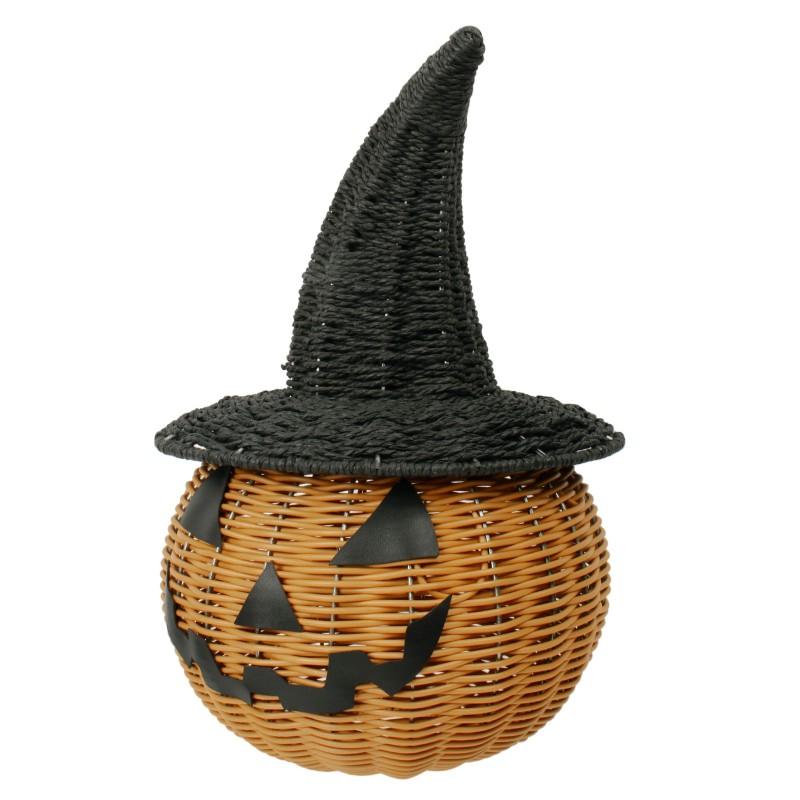 Hand Knit Pumpkin Decor With Witch Hat Halloween Party Table Setting Home Decoration