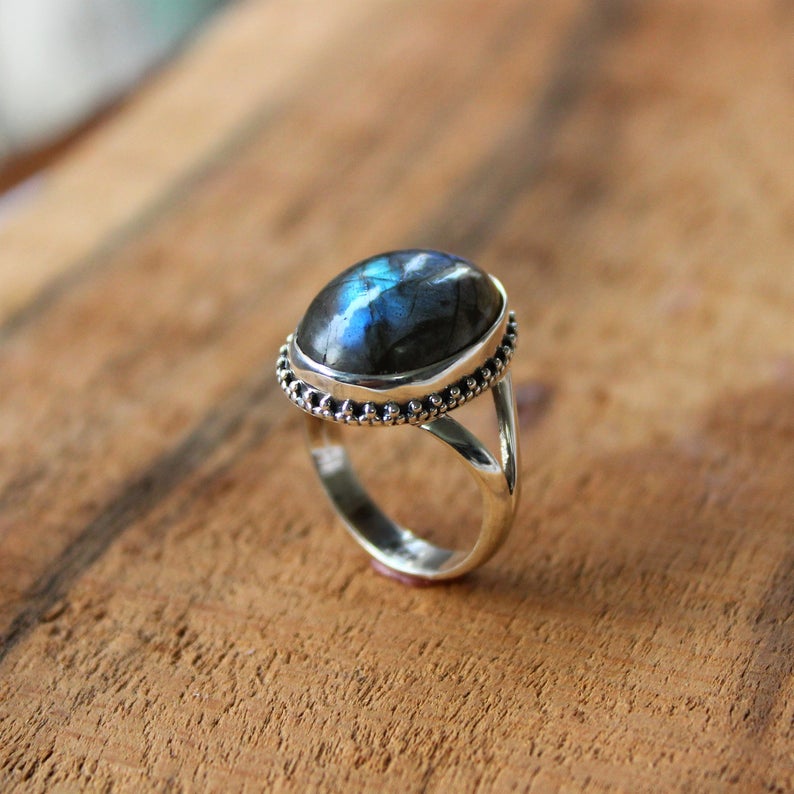Labradorite Gemstone Ring, 925 Sterling Silver Ring, Handmade Women Jewelry, Statement Ring, Gift For Her, Valentine's Day Gift,