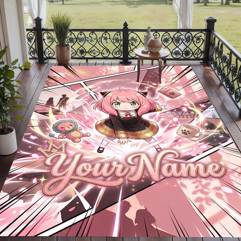 Custom Text Spy × Family Pattern Floor Rug Soft Indoor Carpet Mat Living Room Bedroom