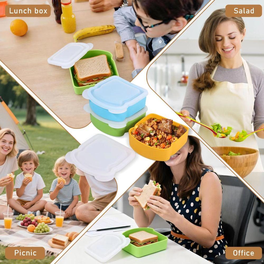 Airtight Portable Lunch Box Toast Shaped Prep Keeper BPA Free Food Container  For Travel