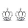 Simple Cross Princess Crown Earrings Silver Plated Ear Jewelry, Fashion Women's Small Earrings, Women's, Silver Jewelry