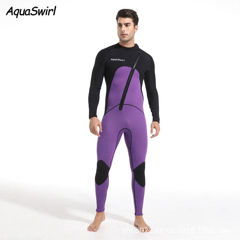 3mm Mens Full Wetsuit Scuba Diving Snorkeling Surfing Swimming With Long Sleeve Pants Front Zip