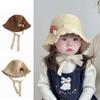 Soft Curled Fisherman Cap Mushroom Pattern Toddler's Plush Knitted Hat Outdoor Activities