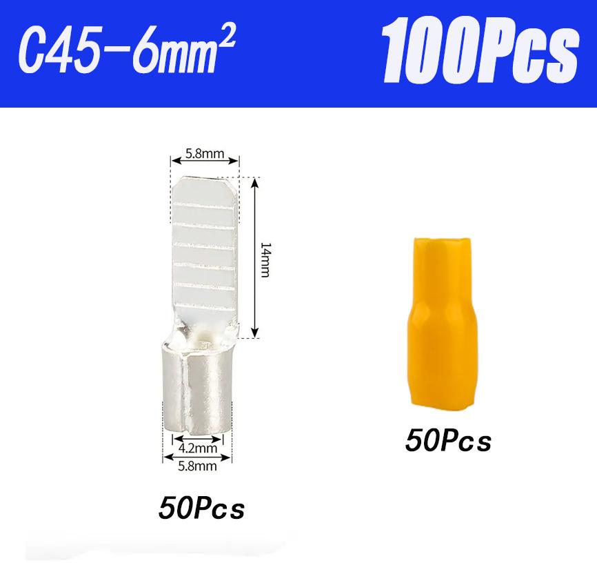 Really Copper Circuit Breaker Plug Pin Crimp Terminal C45-1.5 2.5 4 6 10 16 25 35 50 Mm² C45 Air Switch Connector100/50/20/10Pcs