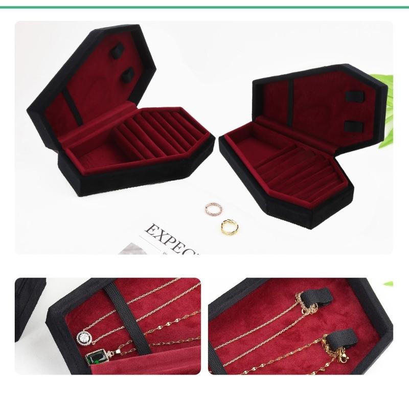 Necklace Earring Display Case Ring Holder Coffin Shape Jewelry Display Box