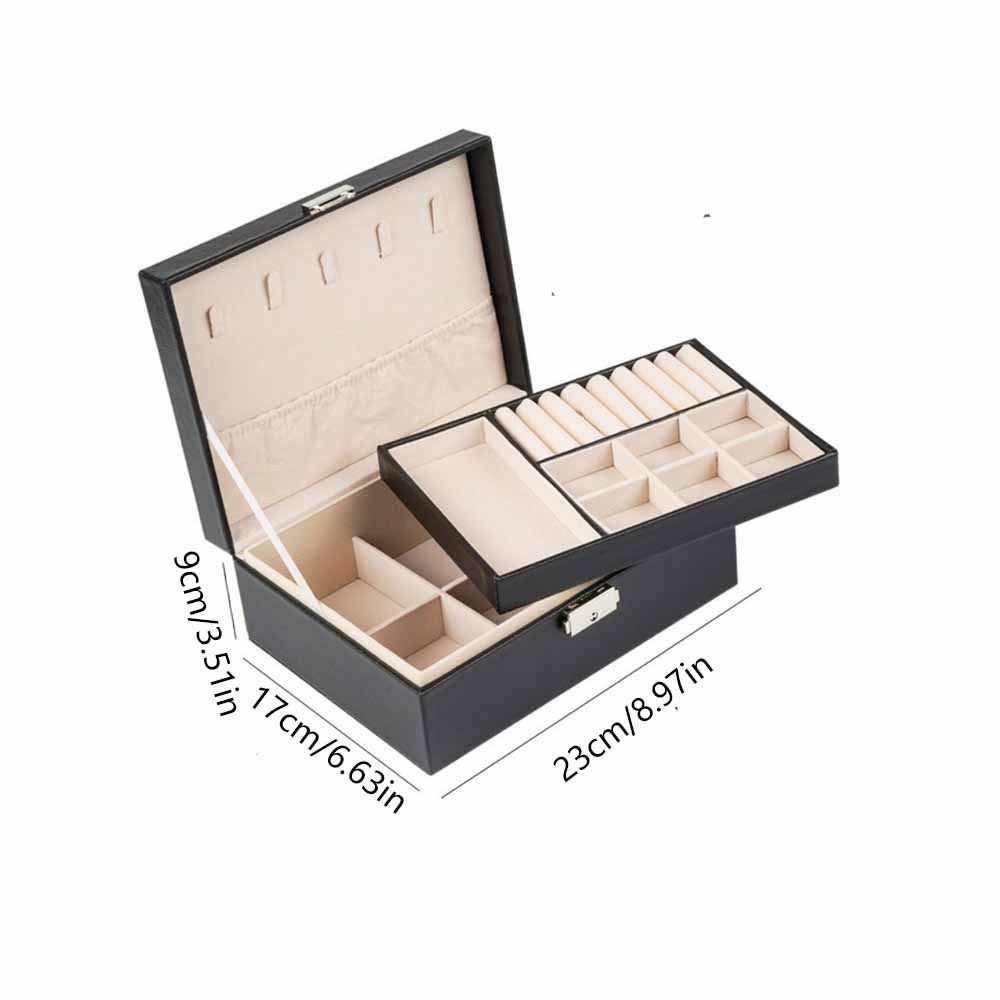 2 Layer Double-layer Jewelry Box with Lock Jewelry Display Case  Home and Travel
