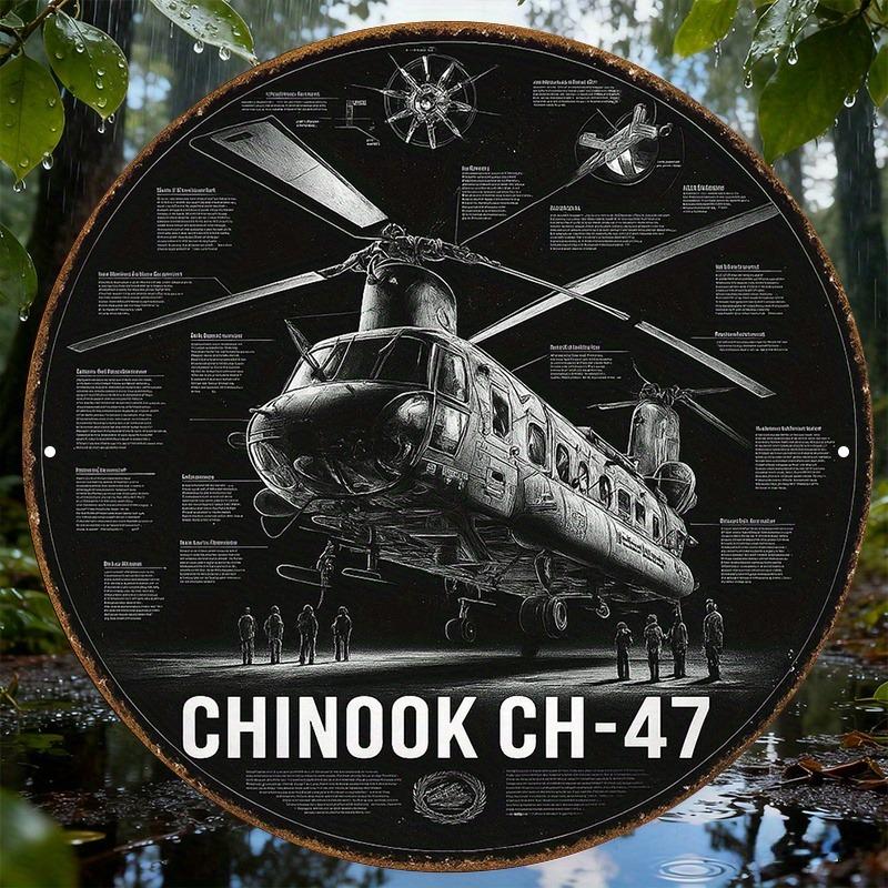 CH Chinook Вертолет Металлический Жестяной Знак x Дюйм Винтажный Алюминиевый Плакат Мужская Берлога Домашний Бар Гараж Настенный Декор