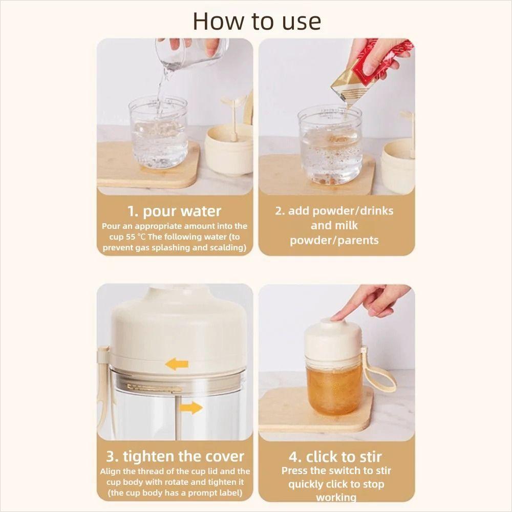 Portable Handle Automatic Mixing Cup 400ml Capacity Smart Drink Mixer Milk Mixing