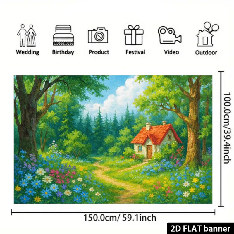 2D flat surface 1 piece of background fabric for the fairy tale forest cottage suitable for events and festivals decoration