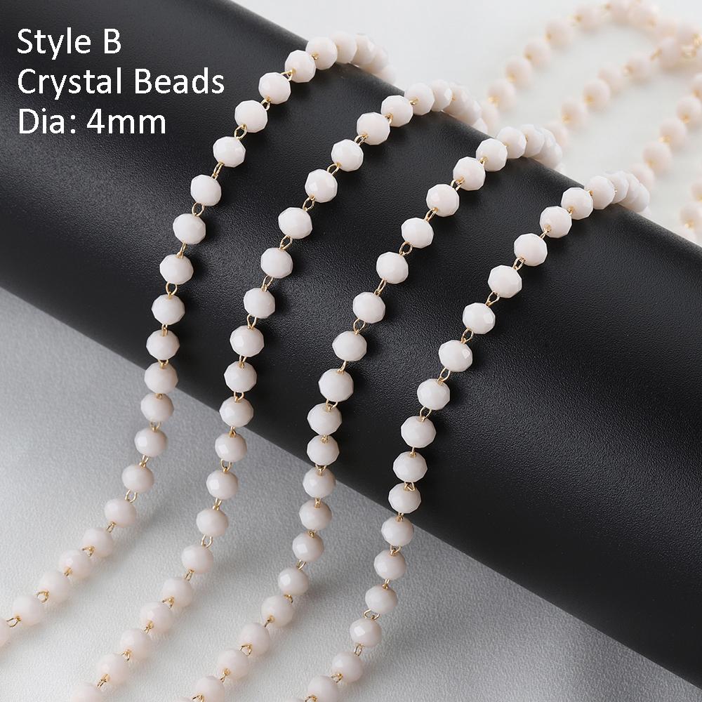 1Meter Colorful Glass Ball Beaded Chain Crystal Beads Necklace Body Chain Accessories for Jewelry Making Components DIY Supplies