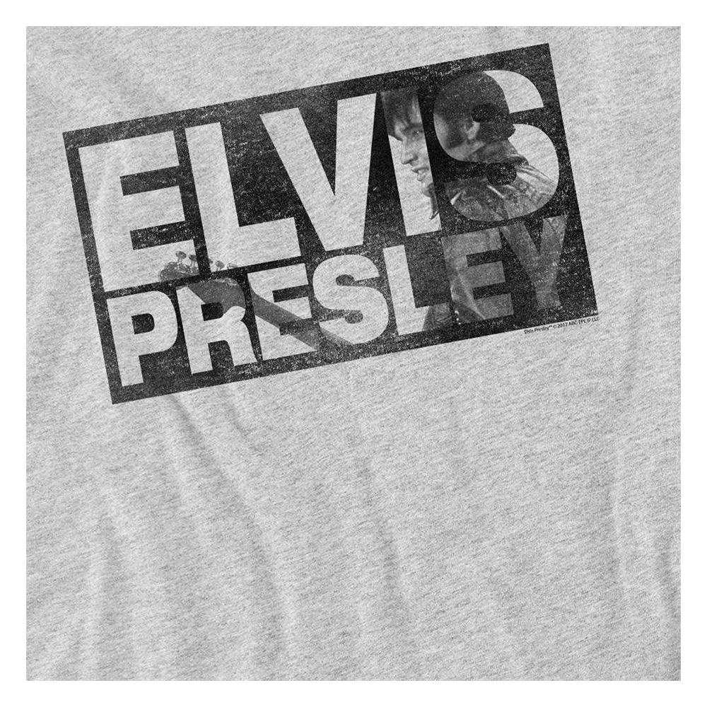 Elvis Presley Unisex Adult Block Letters Heather T-Shirt