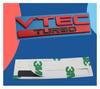 3D ABS Red Chrome Black Logo VTEC TURBO Logo Car Trunk Sticker Badge Car Accessories(Chrome-blue)