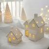 Ceramic Snow House LED Decor Nordic Christmas Village Tabletop Lamp Creative Festive Centerpiece for Mantel And Shelf Display