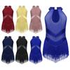 Kids Girls Latin Dance Dress Sequin Fringed Tango Salsa Cha Cha Ballroom Ballet Costume Splice Dancewear Tassel Bodysuit