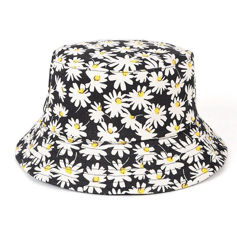 Double-sided Wearable Daisies Bucket Hat Men Women Caps Summer Panama Fold Sun Fishing Fisherman Hat