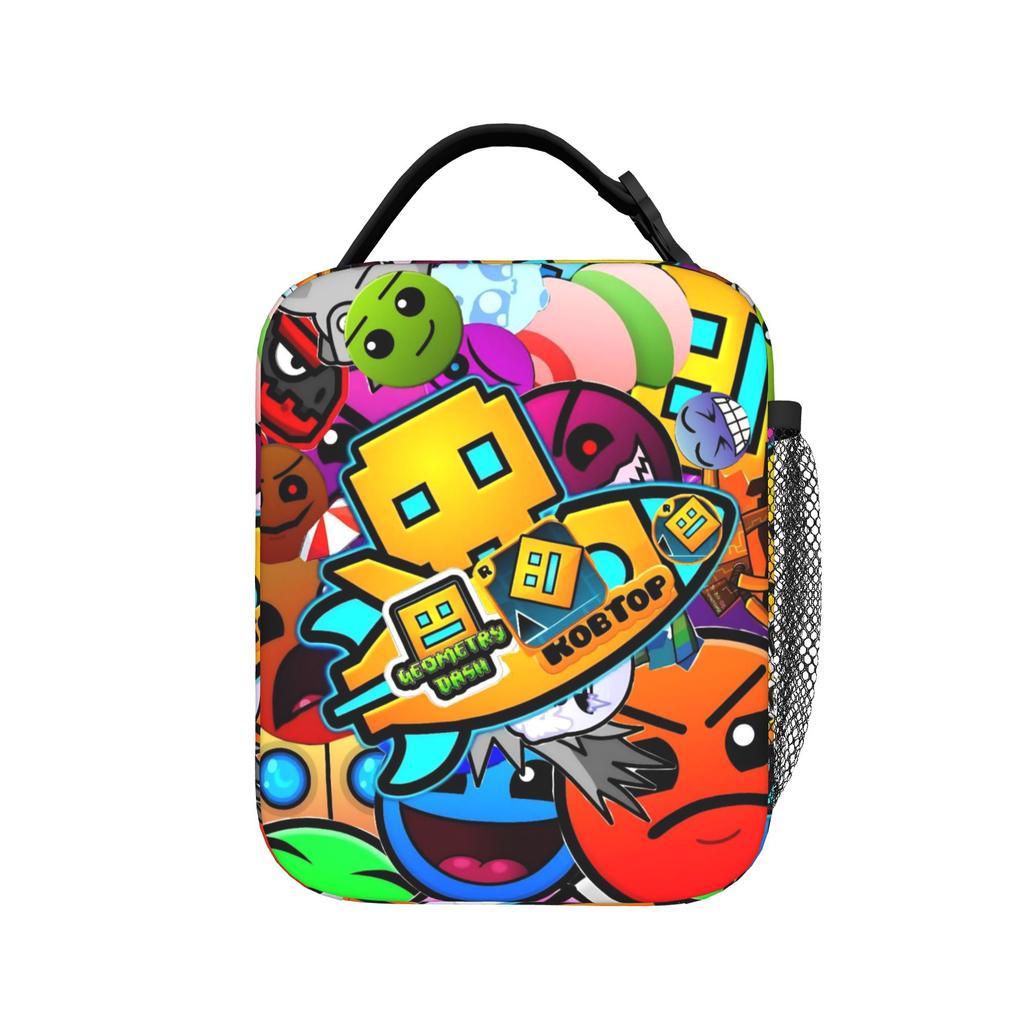 Geometry Dash Games Thermal Insulated Lunch Bag for Picnic Portable Bento Box Men Women Cooler Thermal Lunch Box