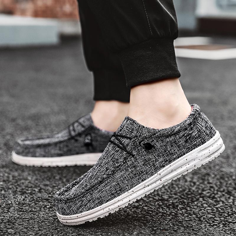 Мода 2025 Лоферы Уличные Мужские Слипоны Повседневная Обувь Молодежные Плоские Холщовые Туфли Уличные Нескользящие Мягкая Подошва Обувь для Ходьбы Кроссовки Плюс 47