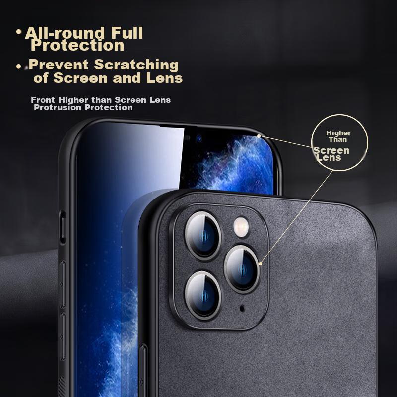IPhone 11 Pro Max Case, Shockproof Camera Protection, Full Coverage Soft, Luxury Silicone Outer Casen, Black Leather Cover