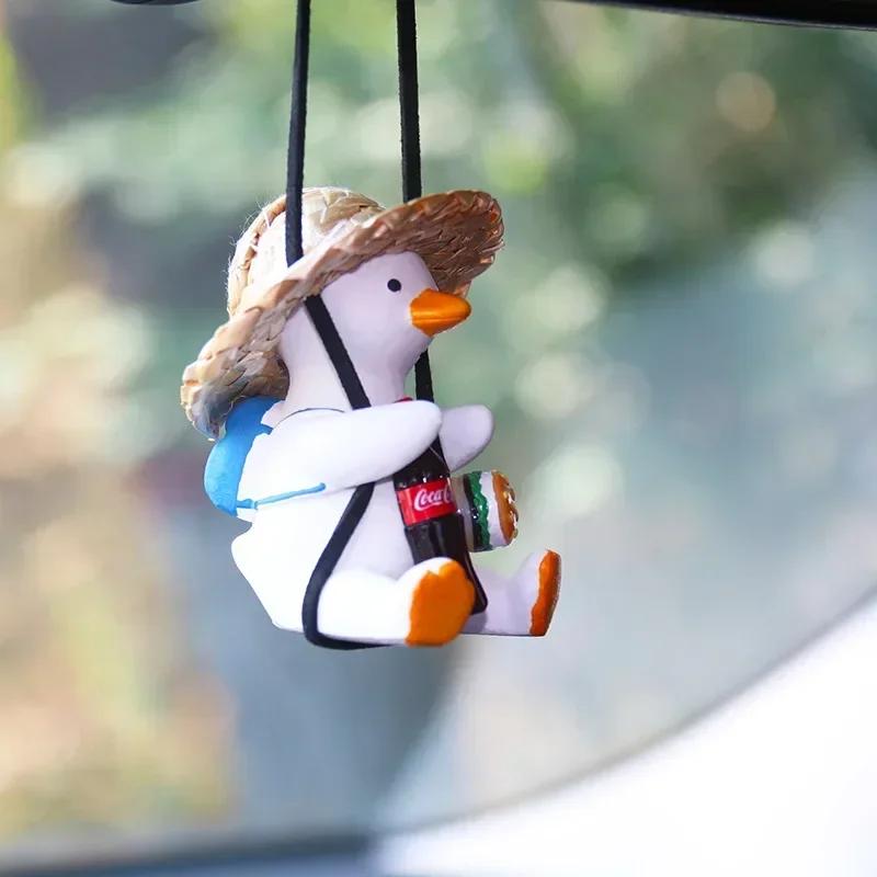 Cute Car Interior Duck Anime Decoration Gypsum Auto Rearview Mirror Pendant for Swing Car Decoration Accessories Dropship