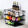 3 Layers Kitchen Vegetable Rack Multi-Layer Metal Stackable Shelves for Fruit Storage Basket