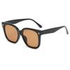 Korean Version of Trendy Black Frame Brown Sunglasses for Women, High-end Ins Internet Celebrity Style Sunglasses for Big Face and Slimming