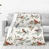 Vintage Red Cardinal Birds Blanket Gift For Men Women Super Soft Cozy Tit Robin Blue Jay Bullfinch Birds Throw Blankets