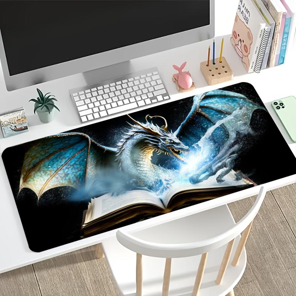 Ancient Dragon Fantasy Art Extended Gaming Mouse Pad AntiSlip Desk Mat Stitched Edge Aesthetic Decor For Pc Gamer Office Setup